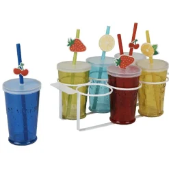 Vaisselle Et Accessoires De Table<Gifi Gobelet en verre avec couvercle et paille multicolore x6