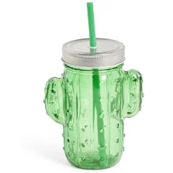 Gifi Gobelet en verre avec paille cactus| Vaisselle Et Accessoires De Table