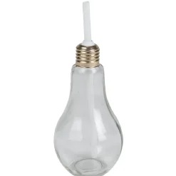 Gifi Gobelet en verre forme ampoule avec paille| Vaisselle Et Accessoires De Table
