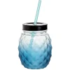 Gifi Gobelet en verre forme ananas avec paille et couvercle Ø9,5xH12,5cm| Vaisselle Et Accessoires De Table