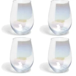 Gifi Gobelet en verre irisé ovale x4| Vaisselle Et Accessoires De Table