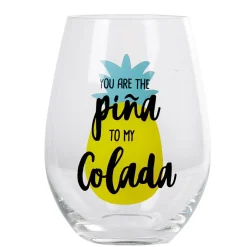 Gifi Gobelet en verre style tropical motif pina colada ananas| Vaisselle Et Accessoires De Table