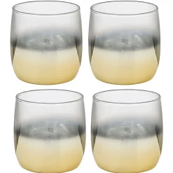 Gifi Gobelet en verre transparent pied doré x4| Vaisselle Et Accessoires De Table
