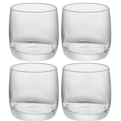 Gifi Gobelet en verre transparent avec liseré doré x4| Vaisselle Et Accessoires De Table