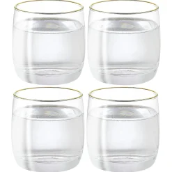 Gifi Gobelet en verre transparent avec liseré doré x4| Vaisselle Et Accessoires De Table