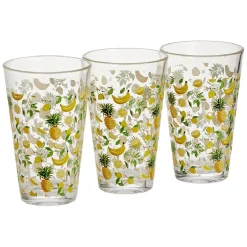 Gifi Gobelet haut verre transparent motif fruit exotique jaune 30cl x3| Vaisselle Et Accessoires De Table