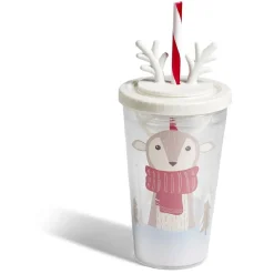 Gifi Gobelet paille Noël 470ml - 2 modèles| Vaisselle Et Accessoires De Table