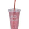 Vaisselle Et Accessoires De Table<Gifi Gobelet plastique rose et paille décor pastèque hello summer