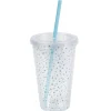 Gifi Gobelet plastique transparent couvercle et paille motif étoile bleu| Vaisselle Et Accessoires De Table
