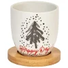 Gifi Gobelets café et sous tasse blanc motif noir rouge 11 cl x4| Vaisselle Et Accessoires De Table