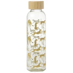 Gifi Gourde bouteille en verre avec bouchon bambou 500ml Ø6,5xH22cm| Vaisselle Et Accessoires De Table