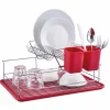 Rangement De Cuisine<Gifi Égouttoir avec plateau et supports couverts rouges 2 niveaux