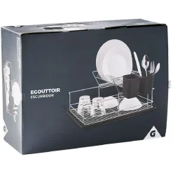 Rangement De Cuisine<Gifi Égouttoir avec plateau et supports couverts noirs 2 niveaux