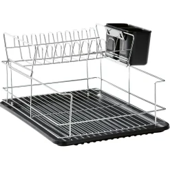 Rangement De Cuisine<Gifi Égouttoir avec plateau et supports couverts noirs 2 niveaux
