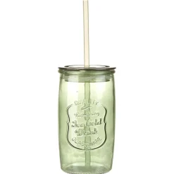Gifi Jarre avec couvercle et paille en verre| Vaisselle Et Accessoires De Table