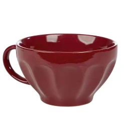 Gifi Jumbo en faïence côtelé 55 cl uni rouge| Vaisselle Et Accessoires De Table
