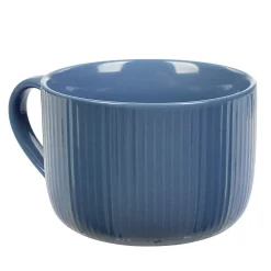 Gifi Jumbo en porcelaine 45 cl bleu avec rainures verticales en relief| Vaisselle Et Accessoires De Table