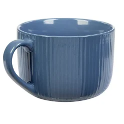 Gifi Jumbo en porcelaine 45 cl bleu avec rainures verticales en relief| Vaisselle Et Accessoires De Table