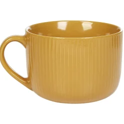 Gifi Jumbo en porcelaine 45 cl jaune moutarde rainures verticales en relief| Vaisselle Et Accessoires De Table