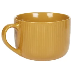 Gifi Jumbo en porcelaine 45 cl jaune moutarde rainures verticales en relief| Vaisselle Et Accessoires De Table