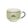 Gifi Jumbo en porcelaine vert avec inscription "Good Morning" 47 cl| Vaisselle Et Accessoires De Table