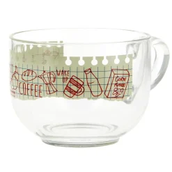 Gifi Jumbo en verre 70 cl transparent motif bloc note petit déjeuner| Vaisselle Et Accessoires De Table