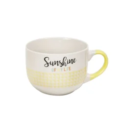 Gifi Jumbo porcelaine jaune avec inscription "Sunshine of my Life" 47 cl| Vaisselle Et Accessoires De Table