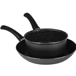Cuisson<Gifi Lot 1 poêle + 1 casserole aluminium effet pierre