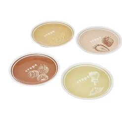 Gifi Lot de 4 assiettes à dessert porcelaine design crêpes| Vaisselle Et Accessoires De Table
