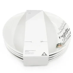 Gifi Lot de 4 assiettes à pâtes en porcelaine| Vaisselle Et Accessoires De Table