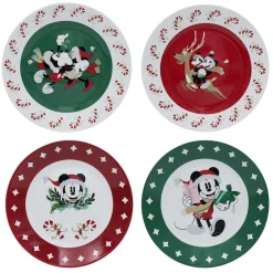 Gifi Lot de 4 assiettes dessert Disney Mickey porcelaine Ø19cm| Vaisselle Et Accessoires De Table