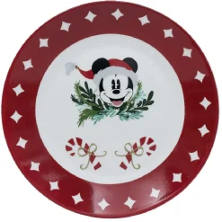 Gifi Lot de 4 assiettes dessert Disney Mickey porcelaine Ø19cm| Vaisselle Et Accessoires De Table