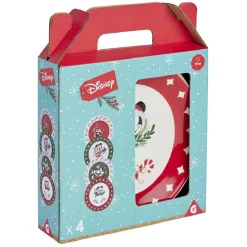 Gifi Lot de 4 assiettes dessert Disney Mickey porcelaine Ø19cm| Vaisselle Et Accessoires De Table