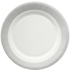 Gifi Lot de 10 assiettes en carton Ø18 cm à bord gris| Vaisselle Et Accessoires De Table