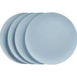 Gifi Lot de 4 assiettes plates en bambou bleu| Vaisselle Et Accessoires De Table