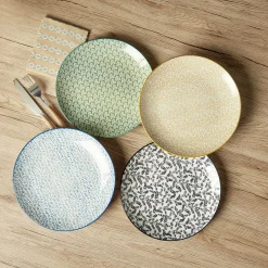 Gifi Lot de 4 assiettes plates rondes porcelaine Ø24 cm| Vaisselle Et Accessoires De Table