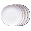 Vaisselle Et Accessoires De Table<Gifi Lot de 4 assiettes plates rondes porcelaine blanche avec liseré coloré
