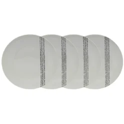 Gifi Lot de 4 assiettes plates rondes Bistrot porcelaine blanche| Vaisselle Et Accessoires De Table