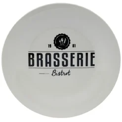 Gifi Lot de 4 assiettes plates rondes Bistrot porcelaine blanche| Vaisselle Et Accessoires De Table