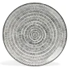 Gifi Lot de 4 assiettes plates Ø27cm porcelaine imprimé noir et blanc| Vaisselle Et Accessoires De Table