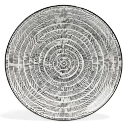 Gifi Lot de 4 assiettes plates Ø27cm porcelaine imprimé noir et blanc| Vaisselle Et Accessoires De Table