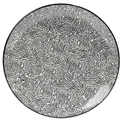 Gifi Lot de 4 assiettes plates Ø27cm porcelaine imprimé noir et blanc| Vaisselle Et Accessoires De Table