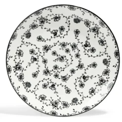 Gifi Lot de 4 assiettes plates Ø27cm porcelaine imprimé noir et blanc| Vaisselle Et Accessoires De Table