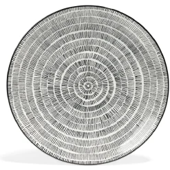 Gifi Lot de 4 assiettes plates Ø27cm porcelaine imprimé noir et blanc| Vaisselle Et Accessoires De Table
