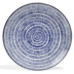 Gifi Lot de 4 assiettes plates Ø27cm porcelaine imprimé bleu et blanc| Vaisselle Et Accessoires De Table