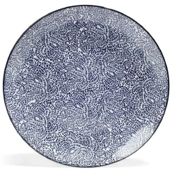 Gifi Lot de 4 assiettes plates Ø27cm porcelaine imprimé bleu et blanc| Vaisselle Et Accessoires De Table