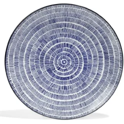Gifi Lot de 4 assiettes plates Ø27cm porcelaine imprimé bleu et blanc| Vaisselle Et Accessoires De Table