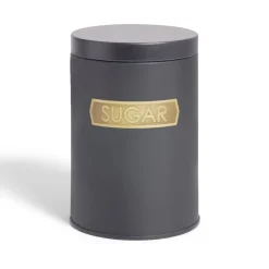 Rangement De Cuisine<Gifi Lot de 3 boîtes alimentaires acier noir et doré Ø9xH12cm