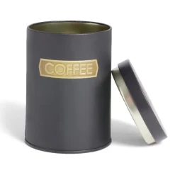 Rangement De Cuisine<Gifi Lot de 3 boîtes alimentaires acier noir et doré Ø9xH12cm