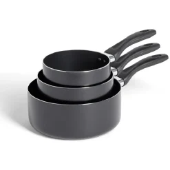 Cuisson<Gifi Lot de 3 casseroles tous feux sauf induction aluminium noir Ø14/16/20cm
